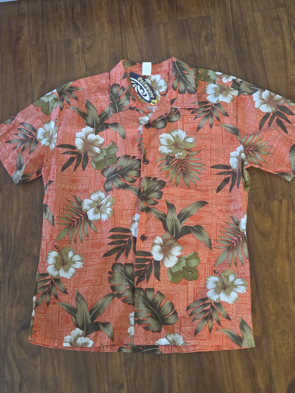 Men's Orange Floral Camp-Collar Button-Down Shirt by Pacific Legend